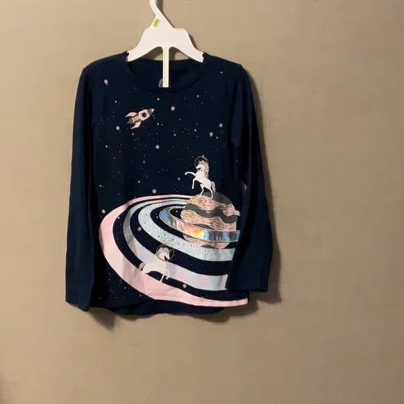Wonder Nation Blue and Pink Long Sleeve Tee Cosmic Design - Picture 1 of 7